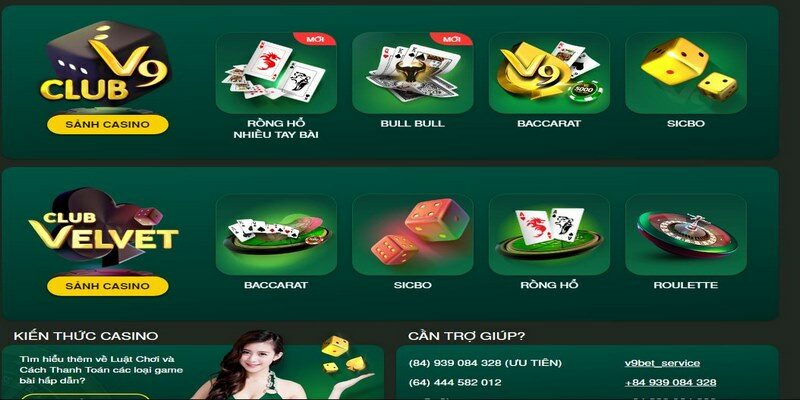 Các sản phẩm V9bet đang triển khai